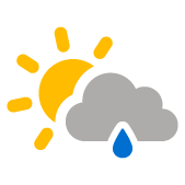 Vereinzelte Wolken mit Regen